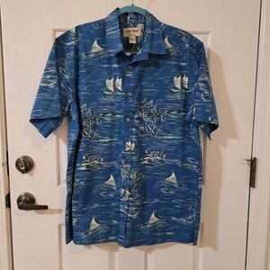 Cooke Street Honolulu Coastal Breeze Blue Sailboat Men's Shirt